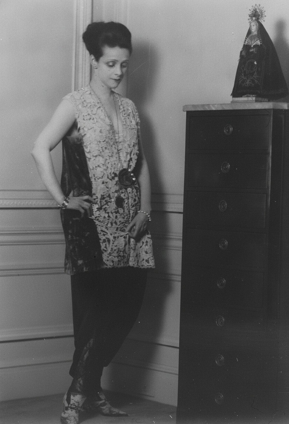 After: Vintage portrait — foxing spots and stains removed